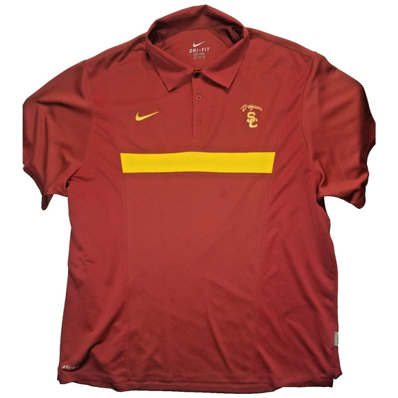 USC Trojans Nike Dri-Fit Campus Short Sleeve Polo (Men's Medium) Cardinal Red - Picture 1 of 14